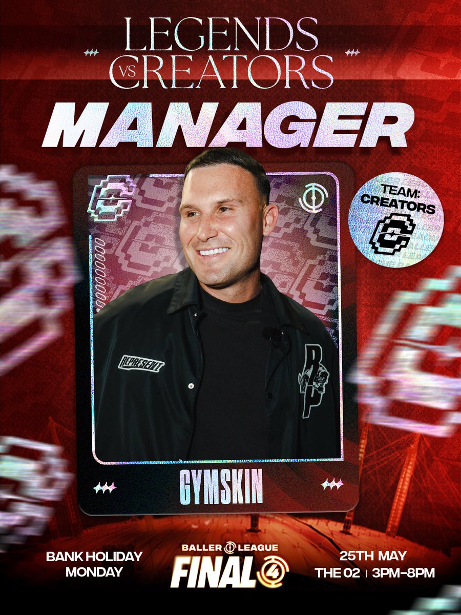 BallerLeagueUK's tweet photo. WAHEY! Gymskin will manage the Creators team at Final Four next week 🤩 https://t.co/V4FvdpIdqR