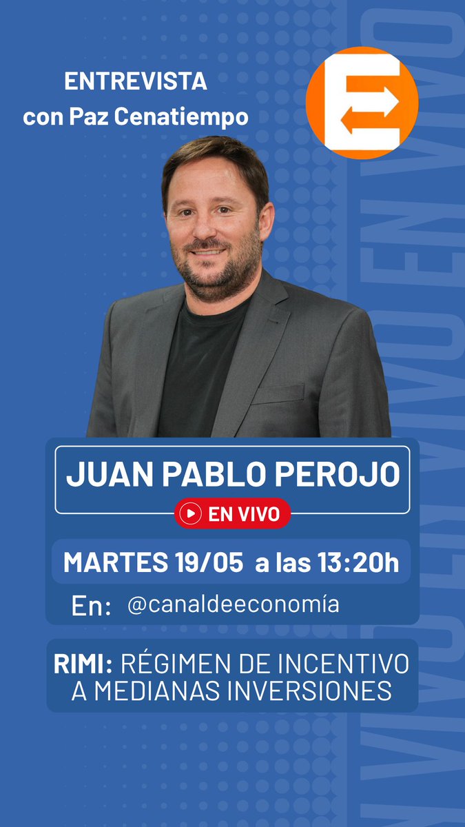 pmpestudio's tweet photo. ¡Nos vemos mañana por Canal E!💪

Vamos a estar hablando sobre el #RIMI régimen de incentivo a medianas inversiones junto a Paz Cenatiempo...

✅Martes 19/05 a las 13:20h por: https://t.co/tnF5snmgkI https://t.co/BYDZpRNyGm