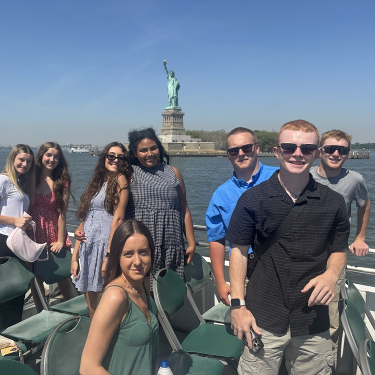 TCCSTrojans's tweet photo. 2026 Senior Trip Day 5 - Statue of Liberty boat tour, Charging Bull, Wall Street, NY stock exchange, 9/11 museum, One world Trade. https://t.co/BY6Ab4YU3w