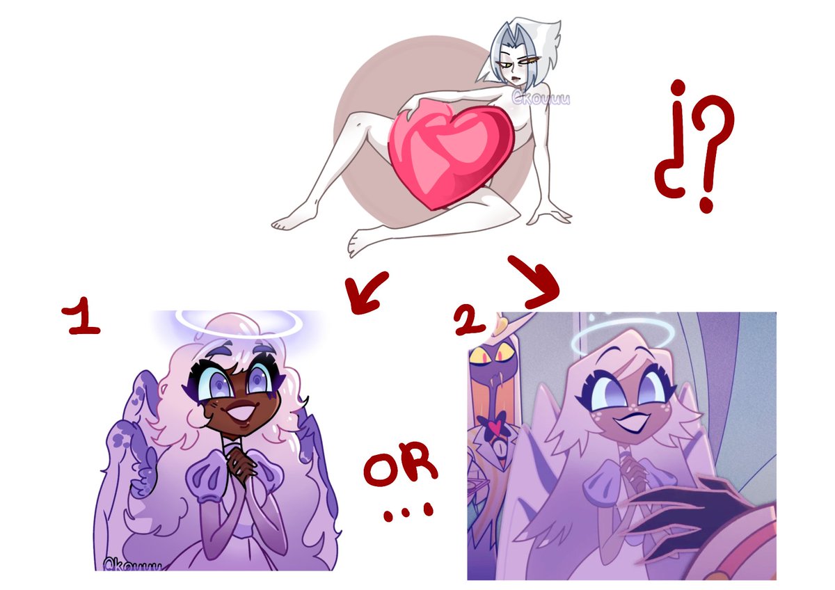 _Seraphone_'s tweet photo. I was thinking of drawing Emily this way, but I can't decide which option to go with, the classic one or my style?..
.
.
#Emily #hazbinhotel https://t.co/LPP8CKEpPI