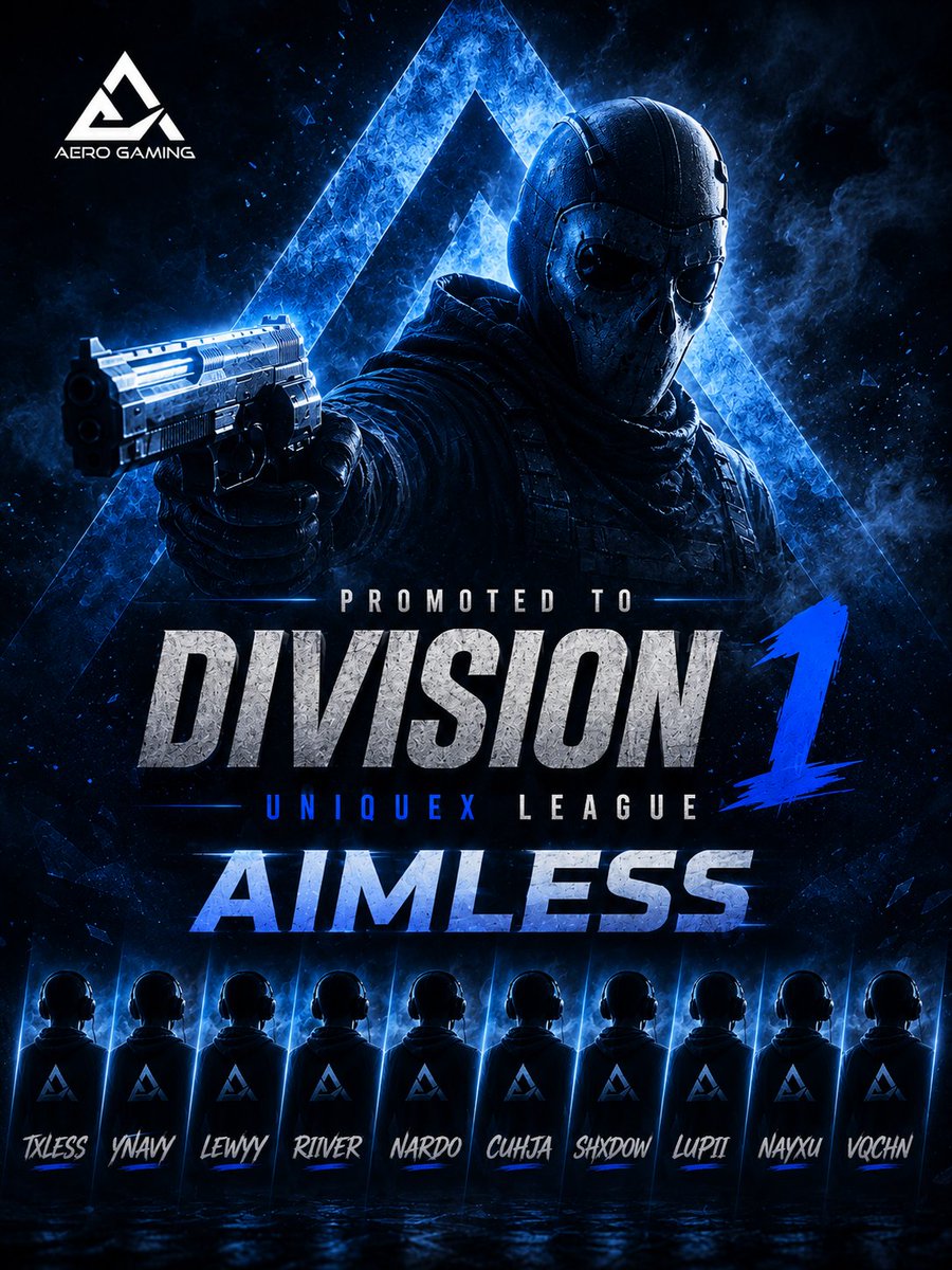 AEROGamingORG's tweet photo. Proud of this team.💪

@TheAimlessTrupp officially secures their spot in Division 1 of the @UniqueX_League with an early qualification following the free win against NoMercy.

The hard work pays off.🔥 https://t.co/iwqpLlthlF