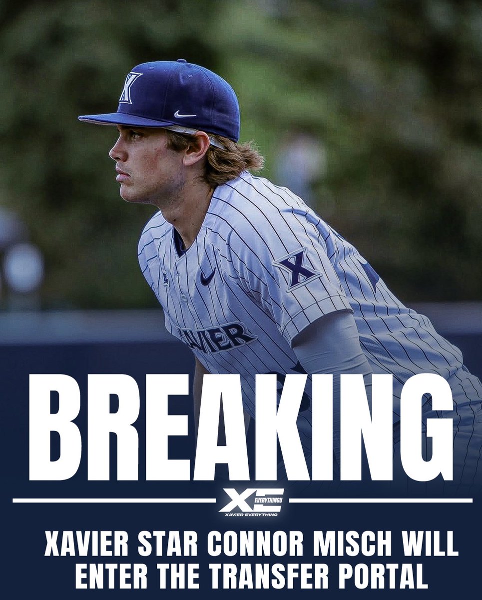 muskiescentral's tweet photo. Xavier star Connor Misch will enter the transfer portal. 

Misch missed all of the 2026 season but hit .338/.489/.475 | 4 HR |50RBI | 44BB in 2025. 

Misch was also Preseason POTY (2026) | All-Conference 1st Team (2025) |All-Conference 2nd Team (2024) in his 3 year career at Xavier. 

Best of luck Connor! 

#LetsGoX