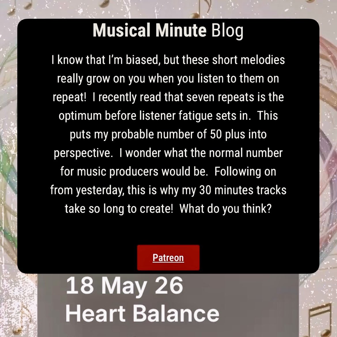 gpcasey's tweet photo. Here are my mini blogs for the last few days.  #musicalminute https://t.co/ARHdIbOEkd
