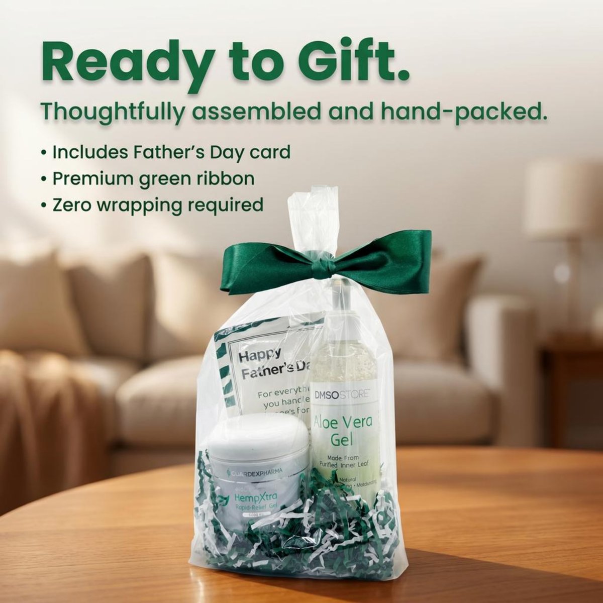 DmsoStore's tweet photo. Give Dad the gift of high-quality care this Father’s Day. 🎁We’ve hand-packed the Ultimate Care Package featuring our 8oz Pure Aloe Vera Gel &amp; 4oz HempXtra Gel for just $34.99! Pre-wrapped with a premium ribbon &amp; card. Zero wrapping required.

Drop a💚for Dad!👇[Link in comments] https://t.co/IAYcF6EYUw