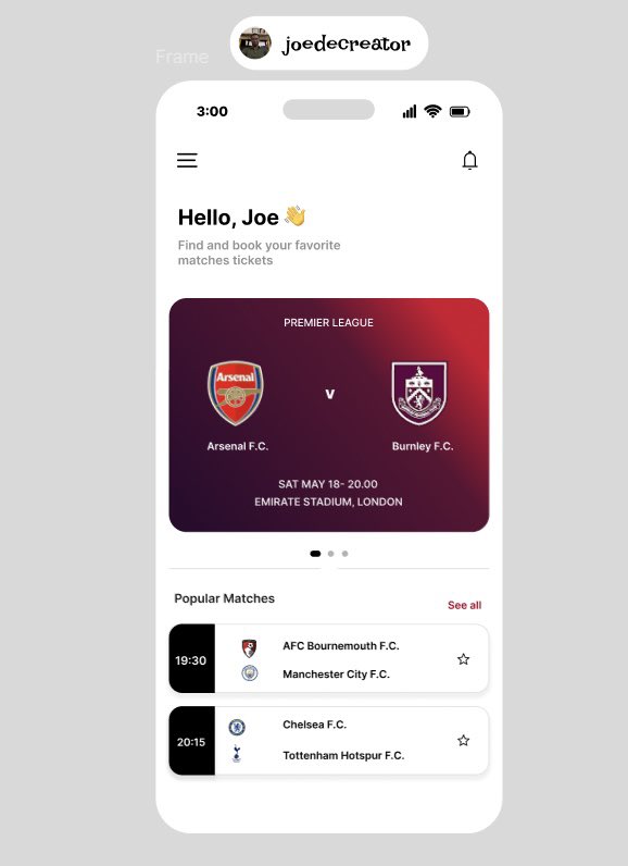 Sefjos331's tweet photo. Joe here again! 

Ticket booking UI 

First design of the week 
What did you design today? https://t.co/30bWD9lGxX