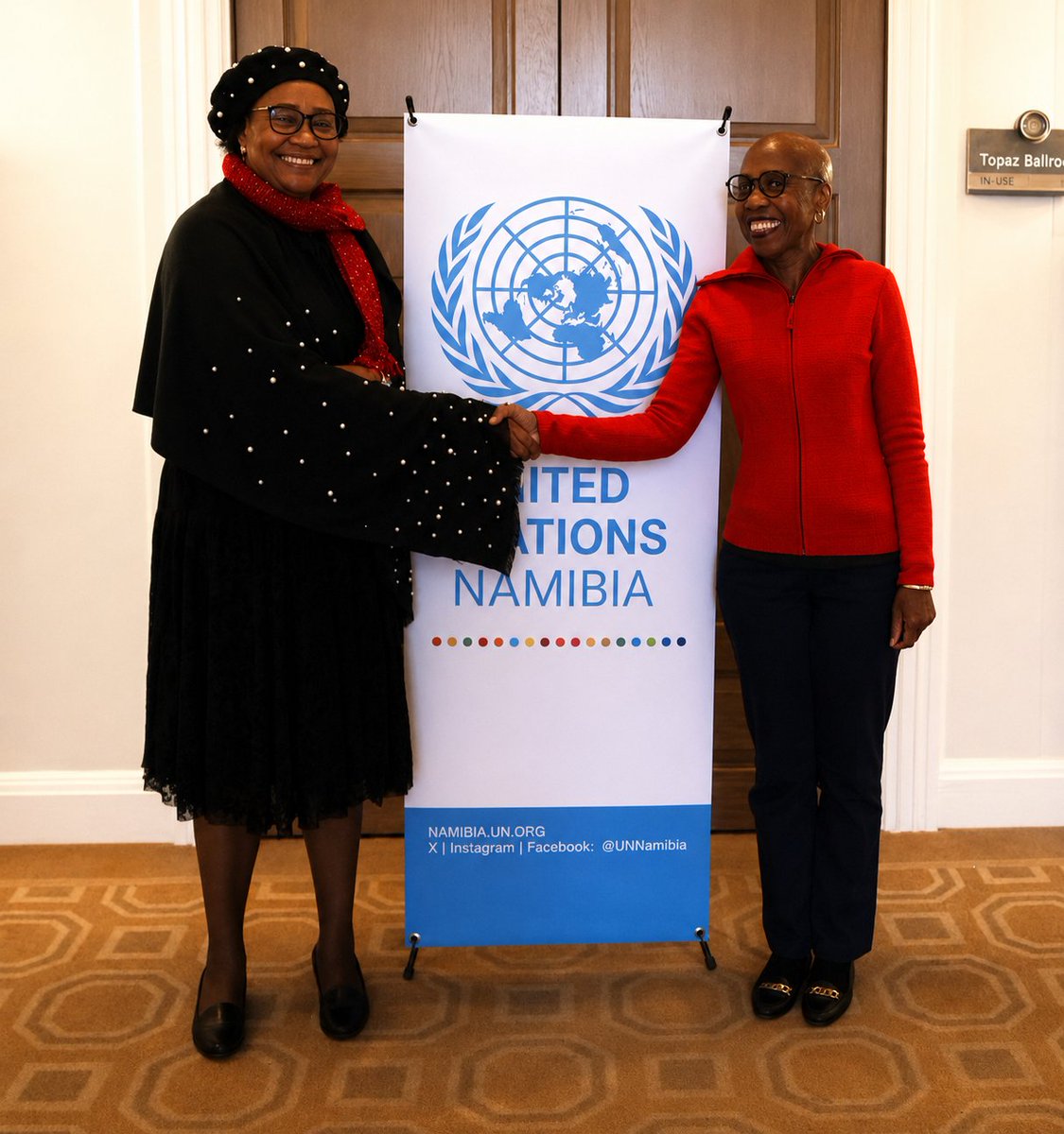 UNNamibia's tweet photo. Strengthening inclusive green hydrogen coordination in Erongo. @hphororo met Governor Hon. Nathalia /Goagoses ahead of the UN field mission. Discussions focused on skills, jobs &amp; local impact. Thank you Governor for the constructive engagement. 🇺🇳🇳🇦 https://t.co/2x5QKHlfM7