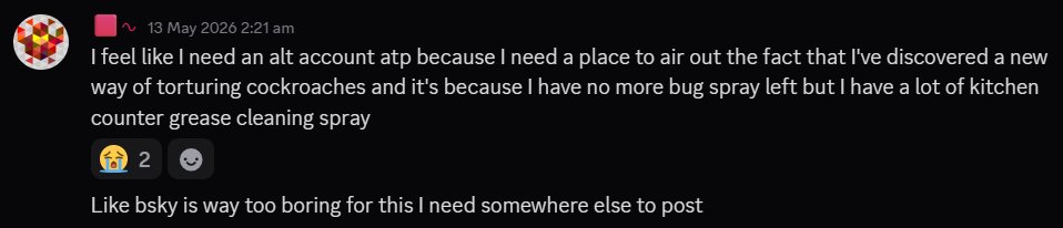 ReddShifted's tweet photo. thinking of this again and

would you guys still love me if i made an alt account where i just posted whatever, inc but not limited to my other interests, my ocs, thirsting over that one character, and actually interacting with other people instead of just being a gimmick acc https://t.co/qGj5AXfqDw