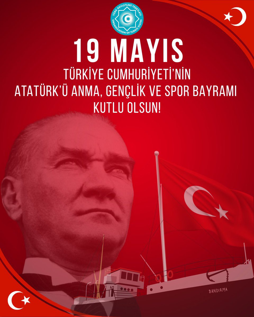 Turkic_States's tweet photo. On the occasion of the 19 May Commemoration of Atatürk, Youth and Sports Day of the Republic of Türkiye, we extend our sincere congratulations to the Government and the brotherly people of Türkiye. We pay our profound respect to the founder of the Republic of Türkiye, Gazi Mustafa Kemal Atatürk, and honor his comrades-in-arms, whose vision, courage and dedication laid the foundations of a modern nation and continue to inspire future generations.

🇦🇿 Türkiyə respublikasının 19 May Atatürkü Anma, Gənclik və İdman Bayramı münasibətilə, Türkiyə respublikası hökumətini və qardaş türk xalqını səmimi qəlbdən təbrik edirik. Uzaqgörənliyi, cəsarəti və qətiyyəti ilə müasir bir dövlətin təməllərini qoyan, gələcək nəsillərə ilham mənbəyi olmağa davam edən Türkiyə respublikasının qurucusu Qazi Mustafa Kamal Atatürkü və onun silahdaşlarını dərin ehtiramla yad edirik.

🇰🇿Түркия Республикасының 19 мамыр — Ататүрікті еске алу, жастар және спорт мерекесімен Түркия Республикасы Үкіметі мен бауырлас түрік халқын құттықтаймыз! Көрегендігі, батылдығы,  қажыр-қайратымен  заманауи мемлекеттің негізін қалап, болашақ ұрпаққа жігер берген Түркия Республикасының негізін қалаушы Мұстафа Кемал Ататүрік пен оның қаруластарын құрметпен еске аламыз!

🇰🇬 Түркия Республикасынын 19-май Ататүрктү эскерүү, жаштар жана спорт майрамына карата Түркия Республикасынын Өкмөтүнө жана бир тууган түрк элине чын жүрөктөн чыккан куттуктоолорубузду билдиребиз. Өзүнүн көрөгөчтүгү, эрдиги жана чечкиндүүлүгү менен заманбап улуттун пайдубалын түптөгөн жана кийинки муундарга шык-дем берүүнү уланткан Түркия Республикасынын негиздөөчүсү Гази Мустафа Кемал Ататүрктү жана анын куралдаш досторун терең урматтоо менен эскеребиз.

🇹🇷 Türkiye Cumhuriyeti’nin 19 Mayıs Atatürk’ü Anma, Gençlik ve Spor Bayramı vesilesiyle, Türkiye Cumhuriyeti Hükümetine ve kardeş Türk halkına en içten tebriklerimizi sunuyoruz. İleri görüşü, cesaret ve azmiyle modern bir ulusun temellerini atan ve gelecek nesillere ilham kaynağı olmaya devam eden Türkiye Cumhuriyeti’nin kurucusu Gazi Mustafa Kemal Atatürk ve silah arkadaşlarını saygıyla yâd ediyoruz.

🇺🇿 Turkiya Respublikasining 19-may – Otaturkni xotirlash, yoshlik va sport bayrami munosabati bilan Turkiya hukumati va qardosh xalqiga oʻzimizning samimiy qutlovlarimizni yoʻllaymiz. Turkiya Respublikasining asoschisi Gʻoziy Mustafo Kamol Otaturk xotirasi poyiga chuqur hurmat-ehtirom bajo keltiramiz, hamda oʻzlarining uzoqni koʻra bilishlari, jasorati va fidoyiliklari bilan zamonaviy millat poydevorini yaratgan va kelajak avlodlarni ilhomlantirishda davom etayotgan safdoshlarini eʼzozlaymiz.