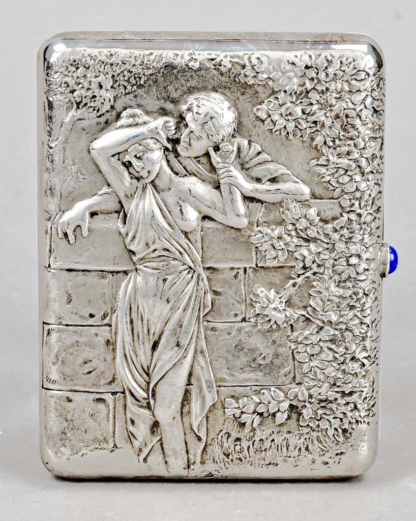 art nouveau cigarette case Very rare, Art Nouveau, Silver Cigarette case with mistletoe decoratio –  Iapello Arts & Antiques