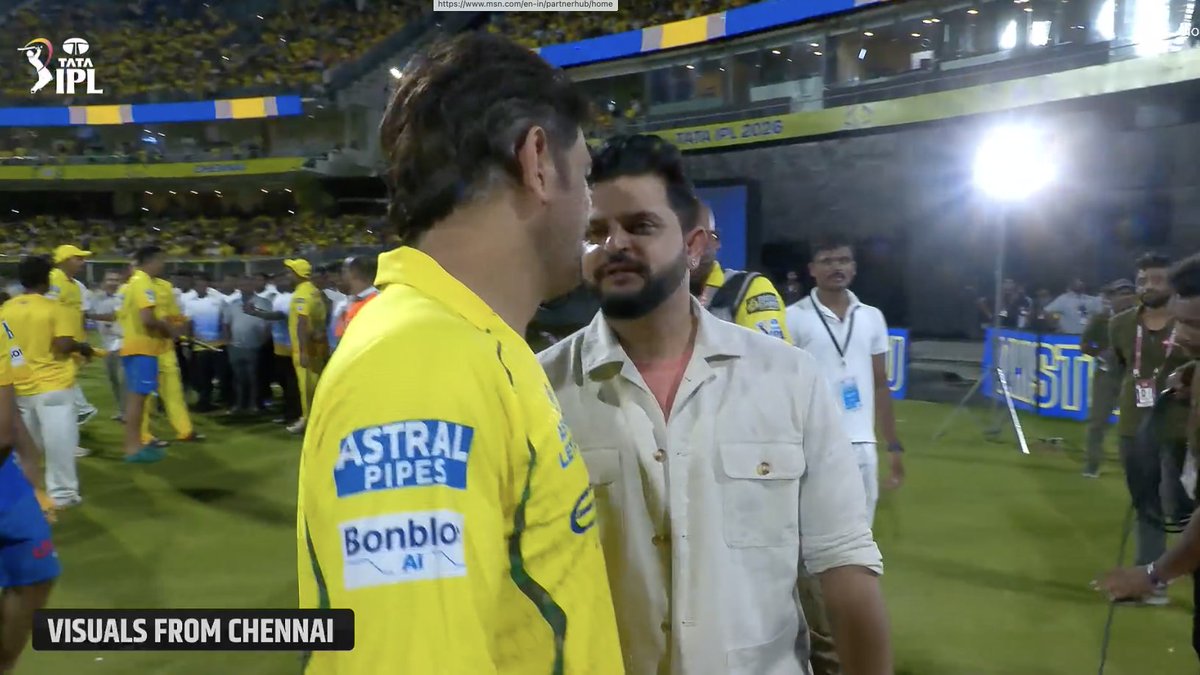 thecricketgully's tweet photo. Thala MS Dhoni and Chinna Thala Suresh Raina in Chepauk. 🥰

📷 JioHotstar | #CSKvsSRH https://t.co/qrMT5Bj8vp
