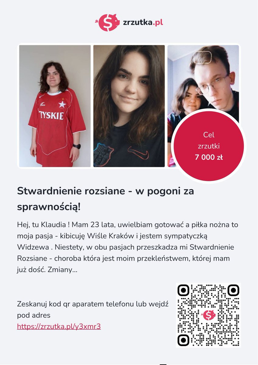KubaFM_JKB's tweet photo. Moja dziewczyna – Klaudia, Wiślaczka, cierpi na nieuleczalne stwardnienie rozsiane.

Link do wsparcia:
https://t.co/EcaZBDUpO8

Potrzebuję rehabilitacji i wsparcia - Wisła to jedna wielka rodzina będziemy wdzięczni za pomoc i udostępnienie.

@MatWhiteStar @anka27_ @Zyga_1906 @Tobitsw1906 @Sebawkn @OkiemWislakow @r_strek @Tomasz95759656 @mferek89 @rafa_pekala @Mirek7009 @BW_WISLA @grzeesss @stowa23 @mmatus1977 @Piotr84006138 @KarolPorebski @jedyna_a @SebastianKolacz @byqu1906 @Robert21081084 @wislak71 @Mariusz7907
@ChlopiecZR22
