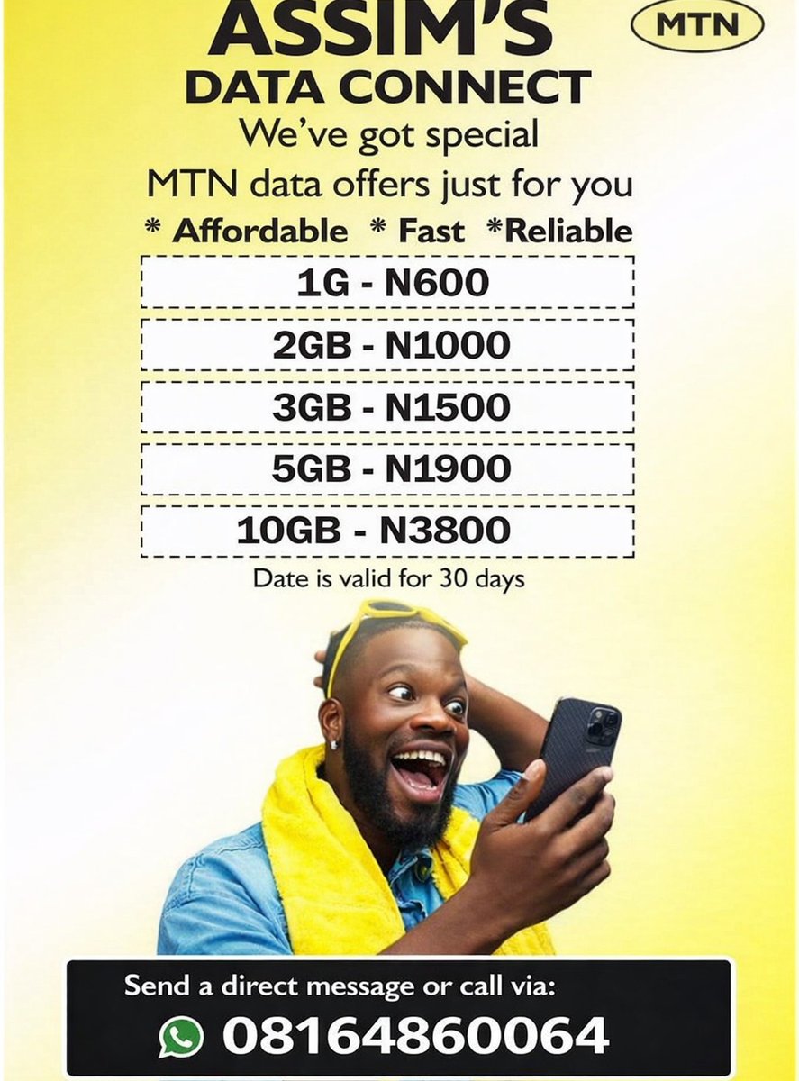 assim206's tweet photo. @Oludeewon I'm selling MTN data,kindly DM or call the number below 
Resellers are always welcome for their swift price✌️
30 days validity https://t.co/WNb9XHC3TA