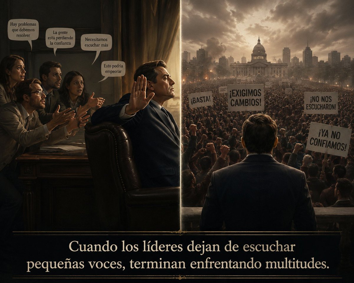 LisaLeydi's tweet photo. Muchos líderes caen en estos errores:
-Rodearse solo de personas que dicen “sí”.
-Interpretar la crítica como deslealtad.
-Minimizar señales tempranas de agotamiento.
-Confundir obediencia externa con respaldo genuino.
-Reaccionar tarde, cuando el desgaste ya es colectivo.
#lider https://t.co/PLlYfUBEnc