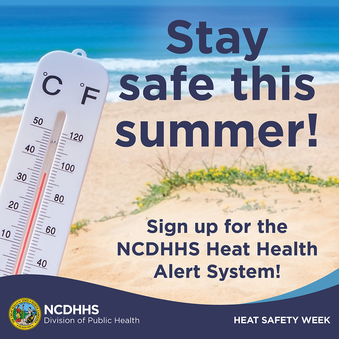 ncdhhs's tweet photo. It's #HeatSafetyWeek in NC! There were over 5,700 emergency department visits for heat-related illness in NC in 2025. As temperatures rise, be prepared and stay safe by signing up to receive heat health alerts from the #NCDHHS Climate and Health Program.

Sign up ➡️ https://t.co/iwOsH70bAn
----------
¡Es la Semana de Seguridad ante el Calor en Carolina del Norte! Hubo más de 5,700 visitas al departamento de emergencias por enfermedades relacionadas con el calor en Carolina del Norte en 2025. A medida que aumenten las temperaturas, prepárate y mantente a salvo registrándote para recibir alertas de salud por el calor del Programa de Clima y Salud del #NCDHHS.

Inscribirse ➡️https://t.co/2yceFDvgTo