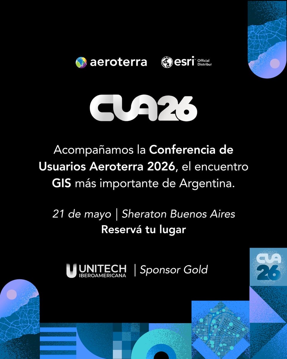 UnitechIbero's tweet photo. 📍Este 21 de mayo estaremos en #CUA26, la Conferencia de Usuarios Aeroterra, en Sheraton Buenos Aires.

Ramiro Sánchez brindará una sesión técnica sobre tecnologías geoespaciales aplicadas a la investigación 🔍🌎

¡No te lo pierdas!

#UnitechIberoamericana https://t.co/Aydc0m7zgh