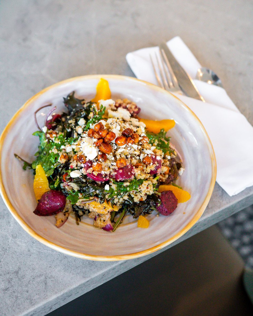 MarriottYVR's tweet photo. Greens, grains, and a pop of citrus ✨ Say hello to our quinoa salad, now at @75WestYVR. https://t.co/NLzykSp4Hi