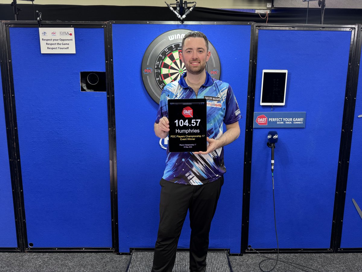 DartConnect's tweet photo. Luke Humphries denies Jermaine Wattimena 😎 wins Players Championship 17!

A dominant 104+ average for the entire day.

ProTour 18 continues tomorrow at 1pm BST.  Follow LIVE on PDCTV and DCTV:
https://t.co/WC9VaOnFby

#PDCProTour #ScoreTrackConnect

Photo: M.Ball https://t.co/5mX9UousZ3