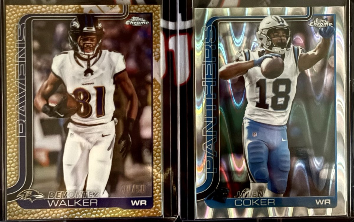 TresorSports's tweet photo. @Topps @NFL @ChicagoBears @AtlantaFalcons @Titans @nyjets @AZCardinals @Chiefs @MiamiDolphins @Commanders Some of the #Giveaway cards pulled in our last 2 #BasketballCards Breaks!
1) Pigskin/#Football Leather Gold #Refractor /50
1) Pigskin/Football Leather #Rookie Refractor
1) Red White Blue Refractor
2) #RayWave & 3) #Pulsar Refractors
More Coming Tonight!
Come #RipWax With Us ๐ https://t.co/382XJdgqjp