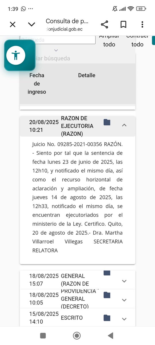 EnSilvio's tweet photo. CASO FRAUDE PROCESAL POR FEMICIDIO DE @LisbethBaqueri1: SENTENCIA SE ENCUENTRA EJECUTORIADA DESDE EL 20/08/2025. PROCESO TERMINADO EN TODAS SUS ETAPAS. ACCIÓN CONCLUIDA. @CJudicaturaEc @mechascaicedo NO CABE PRESCRIPCIÓN DE LA ACCIÓN. https://t.co/8Whg5FZa1L