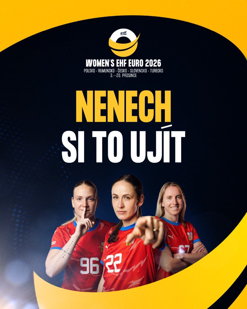 HCDuklaPraha's tweet photo. Očekávané EHF EURO 2026 žen se blíží. Evropský šampionát žen v letošním roce hostí hned pět zemí, kromě České republiky také Slovensko, Polsko, Rumunsko a Turecko. Více na https://t.co/W5CITk9YTR https://t.co/lgRcSeQFNb