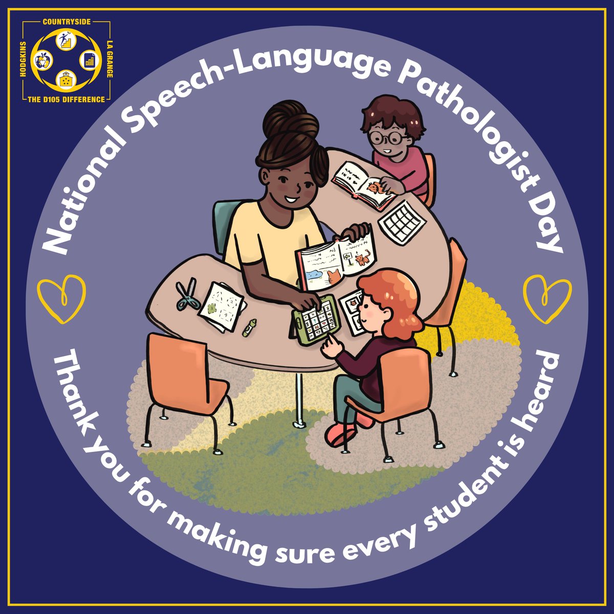 dist105's tweet photo. Nothing is more powerful than communication. Happy Speech-Language Pathologist Day to our incredible D105 Speech Pathologists! Thank you for all that you do to help our students make their voices heard! https://t.co/QuJRcamZNr