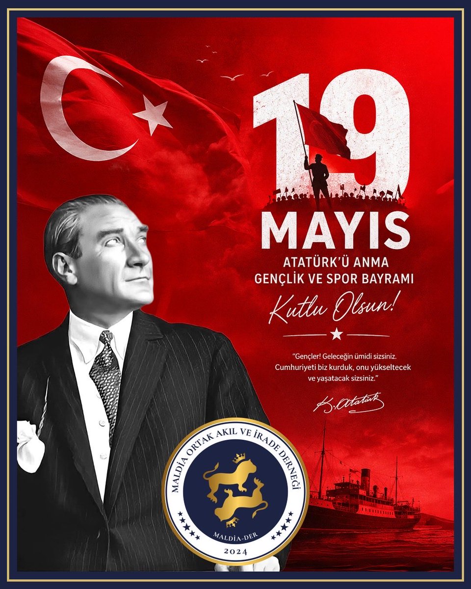 asumansaritac's tweet photo. Bir milletin kaderi, #Samsun’da atılan o ilk adımla değişti.
19 Mayıs; umudun, cesaretin ve bağımsızlığa olan inancın adıdır.

Bugün bize düşen; Atatürk’ün emanet ettiği bu güzel vatanı aynı inanç ve kararlılıkla geleceğe taşımaktır.

Başta Gazi Mustafa Kemal Atatürk olmak üzere tüm kahramanlarımızı rahmet, minnet ve sonsuz saygıyla anıyoruz.

19 Mayıs #Atatürk’ü Anma, Gençlik ve Spor Bayramımız kutlu olsun. 🇹🇷🇹🇷🇹🇷

Asuman Sarıtaç 
@MaldiaDer Kurucu Başkanı 

#malatya