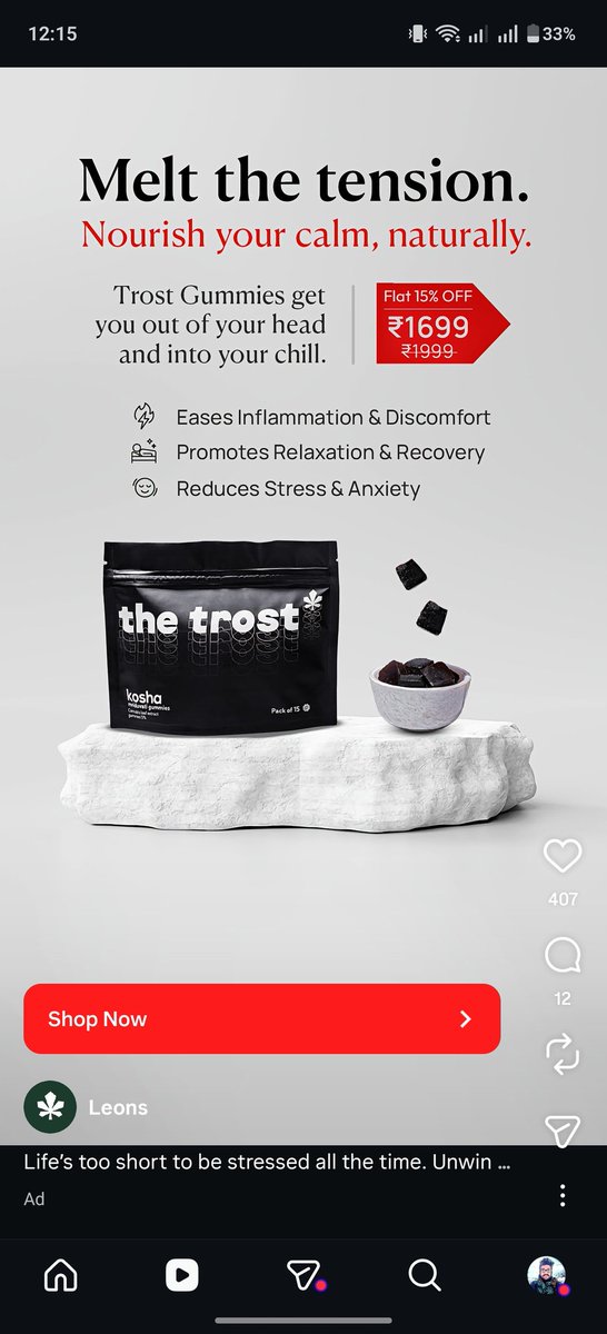 D00mSlayer's tweet photo. Didn't know cannabis extracts / CBD is legal in small doses in india. Seeing these ads today all over instagram. https://t.co/RFFCvl9OI9