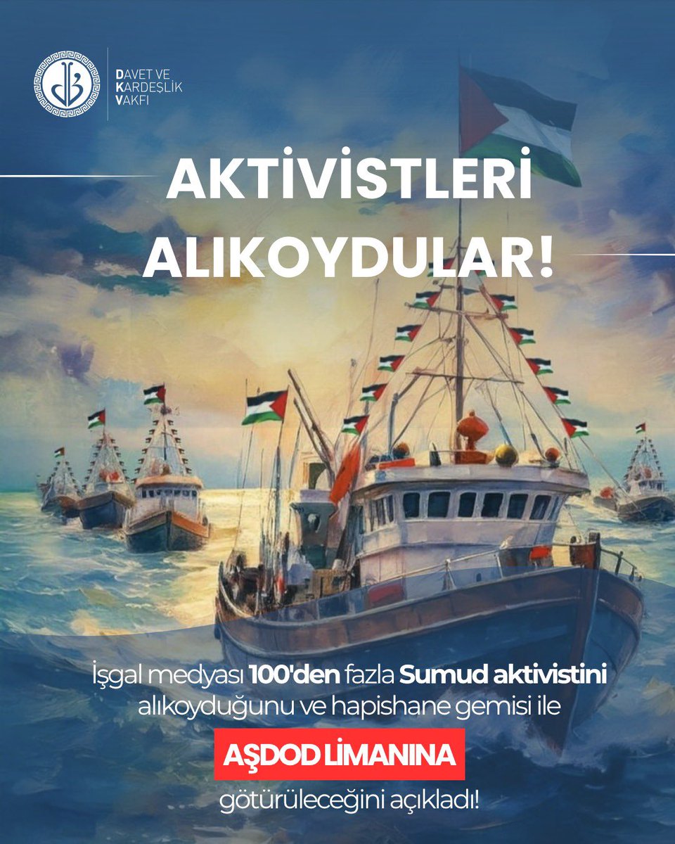 dkv_org's tweet photo. Gazze’ye umut taşımak için yola çıkan vicdan sahipleri bugün susturulmak isteniyor…
Ama bilinmeli ki; hakikatin sesi kısılamaz.

Özgürlük ve insanlık adına mücadele eden tüm aktivistlerin yanındayız.
Dualarımız, desteğimiz ve kalbimiz onlarla… https://t.co/wa7bPAXDOb