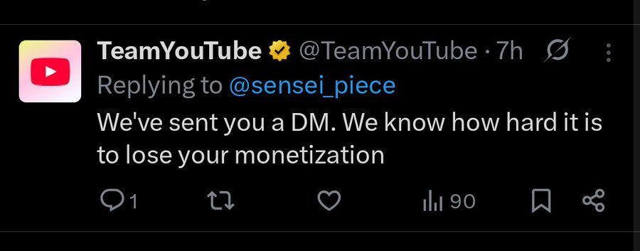 sensei_piece45's tweet photo. Ongoing demonetization with absolutely no detailed justification. 🥀

I run a 5-person team creating fully original, manually edited content, yet my channel has been flagged by
@TeamYouTube for "inauthentic content." This has resulted in a 30+ day monetization ban

more below https://t.co/9gmdK7oIw1