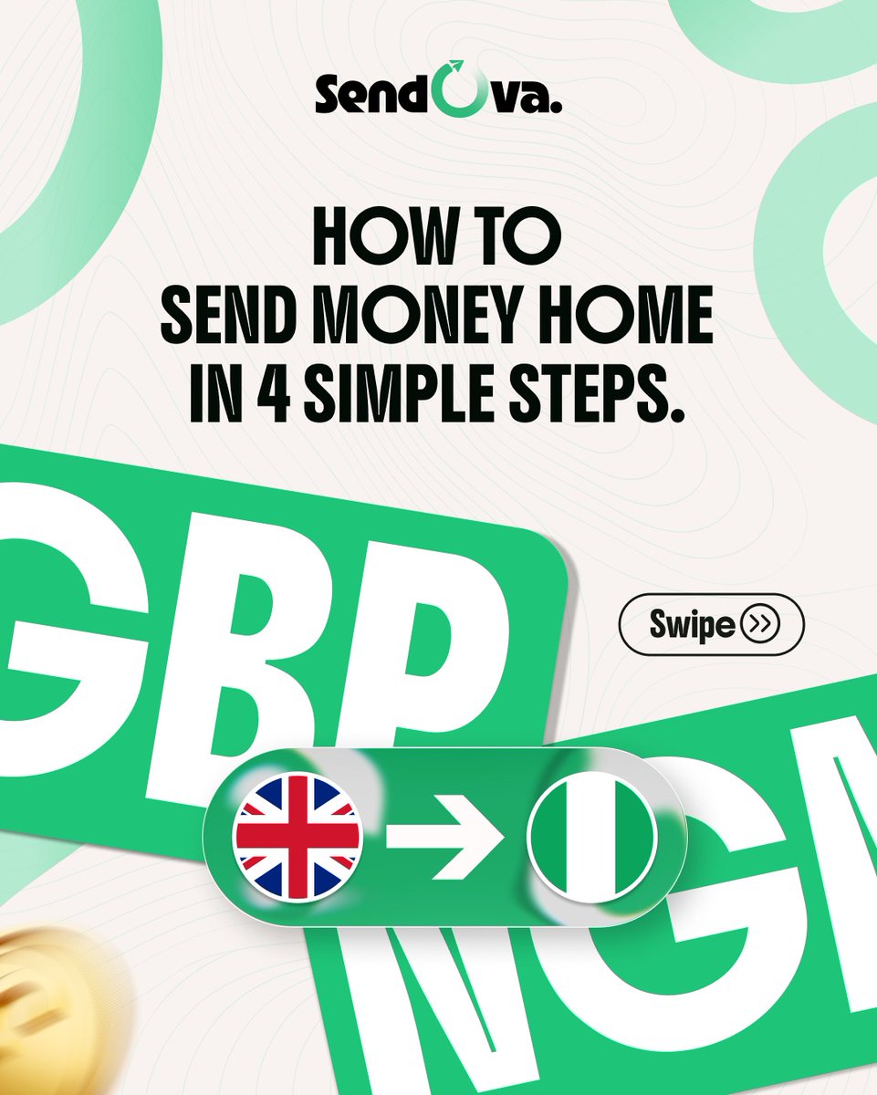 usesendova's tweet photo. Send money to your mum in 2 minutes or less 💚
Just 4 simple steps — even quicker if you’ve sent to her before.

Download SendOva today!
#SendOva #SendMoney https://t.co/8x2mXJhKcS