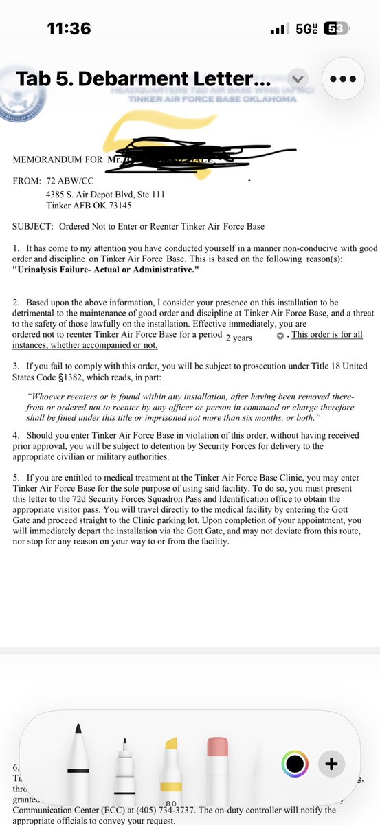 1yellowjk's tweet photo. @SecWar @PeteHegseth Sir, I need your help. I was bared from Tinker AFB OK. I’m a honorable retired USAF MSGT. I failed a test for cannabis for a GS job. The cc bared my access to the base based on this. I have no criminal record no speeding tickets. Help https://t.co/rivazs4EAI