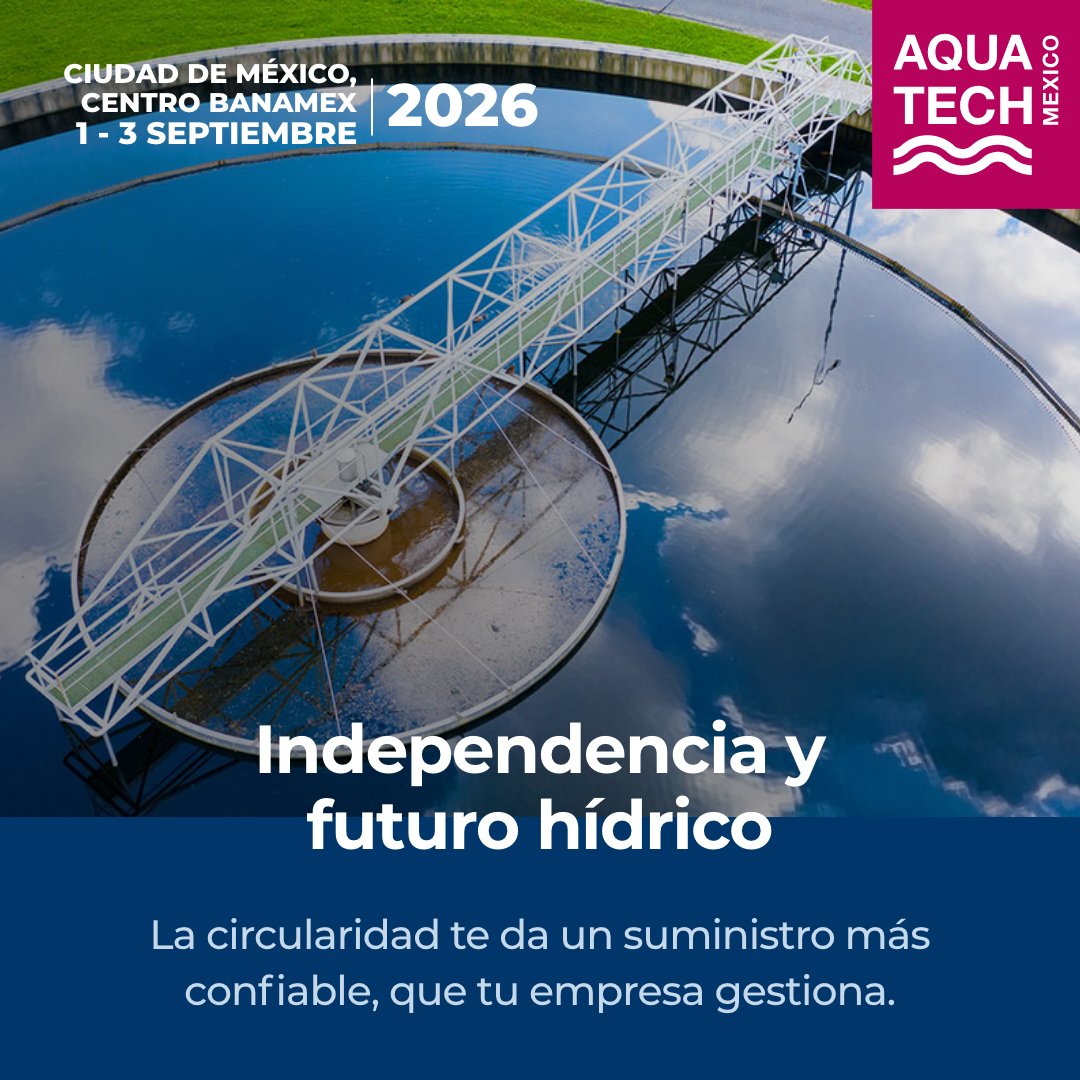 Aquatech_Mex's tweet photo. 💧🏭 ¿Tu estrategia hídrica es un gasto o una inversión?
El tratamiento de aguas residuales es un motor para dar certeza operativa a las industrias y reducir la presión sobre los recursos hídricos del país. 

https://t.co/sipabFtMEi   

📌 1-3 septiembre | Centro Banamex, CDMX https://t.co/wHSAJuNxkb