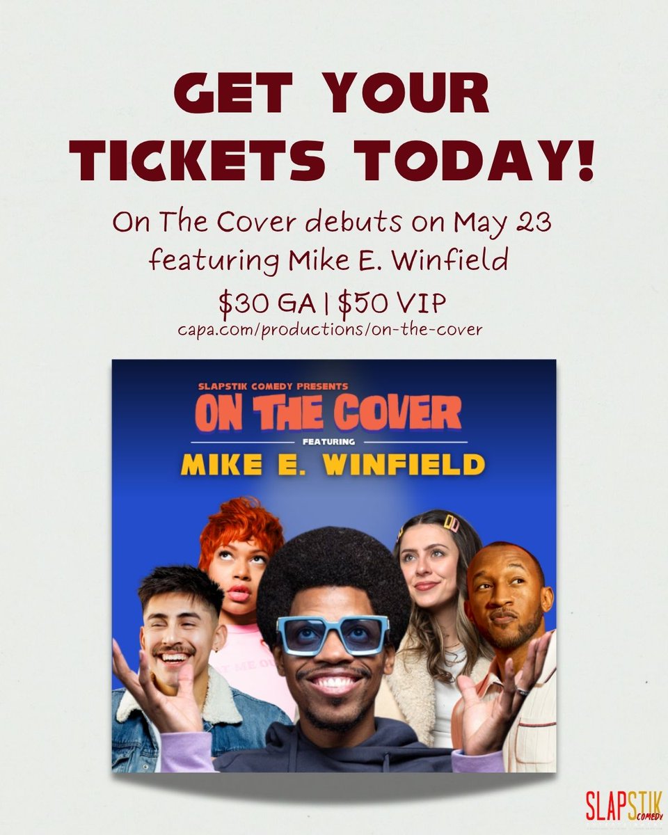 SlapstikComedy's tweet photo. On The Cover debuts May 23 at the Lincoln Theatre in Columbus, Ohio, bringing the magazine’s comedians from the page to the stage. This is a show you don’t want to miss.

Tickets available now at https://t.co/JFK8xLKrSK 🚨🔥

#SlapStikComedy #MechaSwain #OnTheCover #ColumbusOhio https://t.co/2j0ZEvVqyv