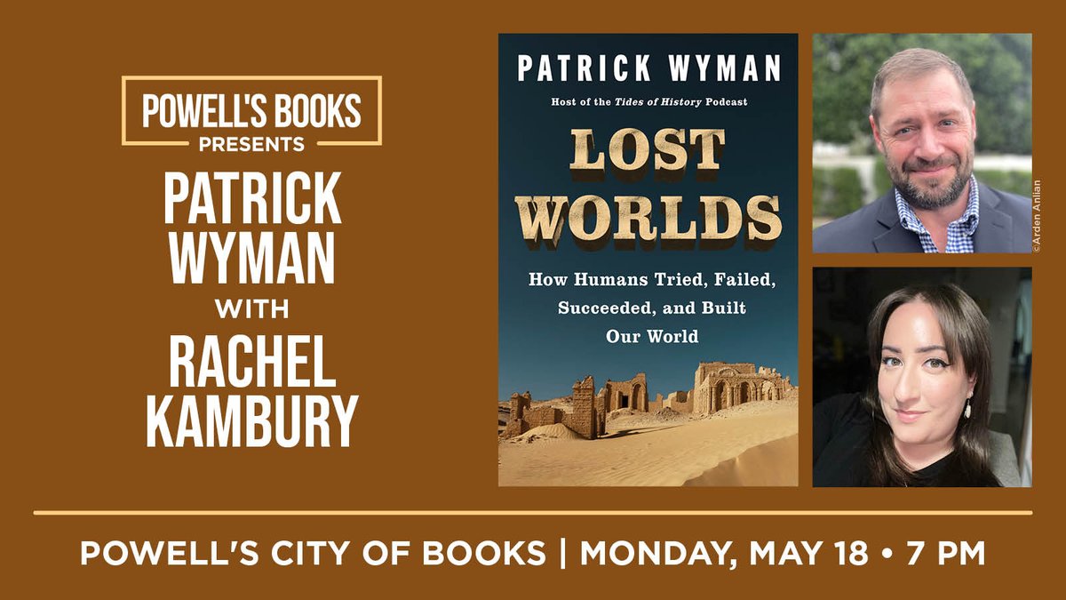 Powells's tweet photo. Event tonight! Patrick Wyman in Conversation With Rachel Kambury at Powell's Burnside at 7pm. More info: https://t.co/ilyti1pmUp

#portlandevents #authorevent #powellsevents #powellsbooks https://t.co/yNEty4kNXP