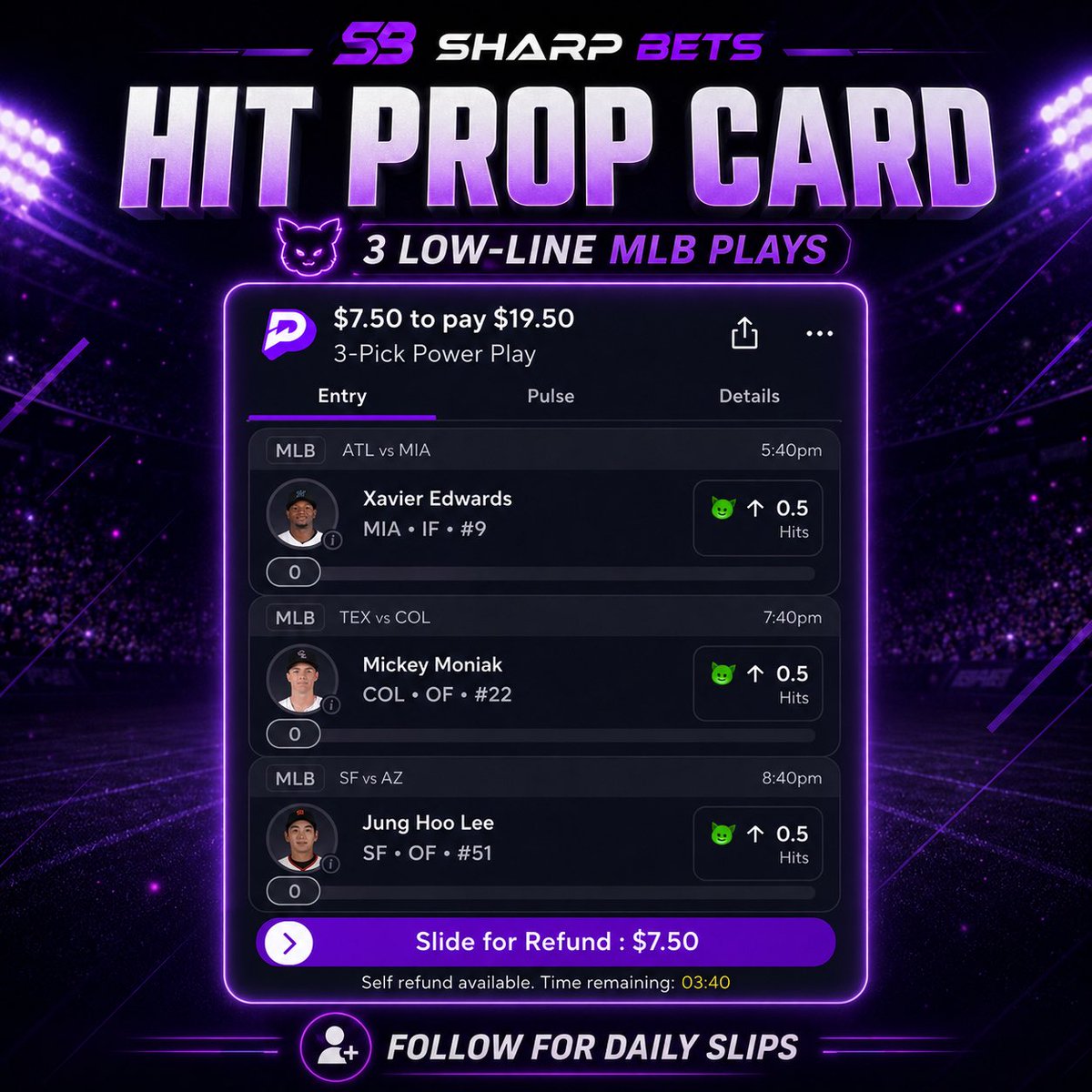 therealcloud_dr's tweet photo. Tonight’s Sharp Bets cards are locked in 🔒

AI-backed player props across MLB, NBA, WNBA &amp; NHL.

Low-line plays. High-upside slips. Daily value.

Follow @therealcloud_dr for picks every day ⚡ https://t.co/Yv2rdoH4bp