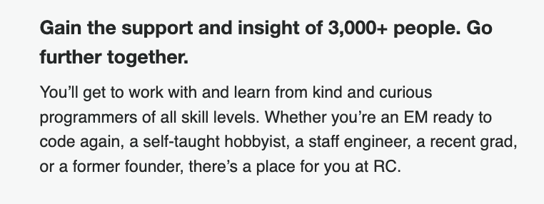 recursecenter's tweet photo. Our website automatically updates as more people come to join a batch at the Recurse Center. Today, we finally hit 3,000 people!  

Thank you to everyone in our growing community! RC couldn't exist without you all. 👫👩🏽‍🤝‍👩🏼👬 https://t.co/s1iiN48OdI