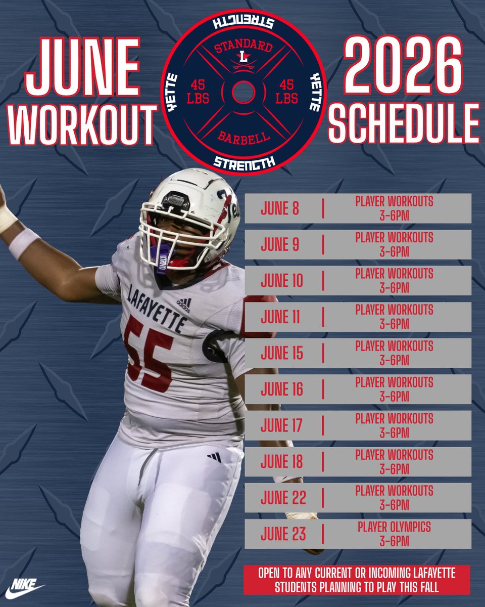YetteFootball's tweet photo. Anyone interested in participating in football for the 2026 season we will start summer workouts Monday June 8th! Any questions contact Coach Lawson or Coach Bailey! https://t.co/wG0NjSbO75