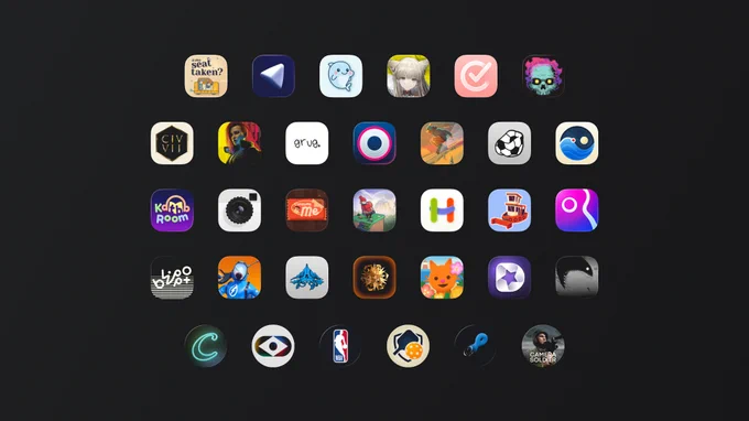 Sceeenshot of 33 app icons, showing the finalists for the Apple design awards