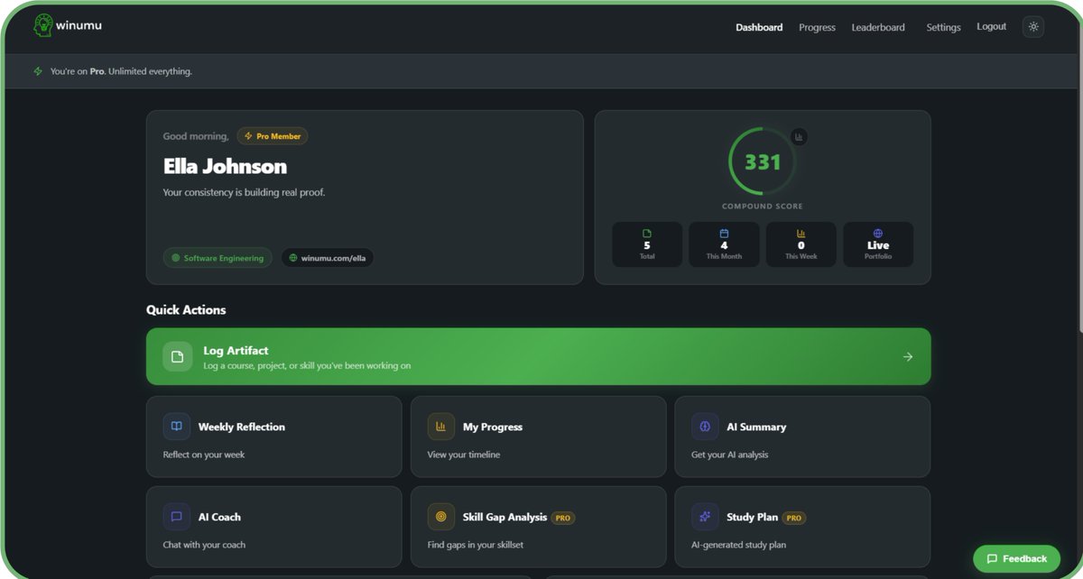 UmukoroWinner's tweet photo. People are learning online more than ever before.

But there’s still one big problem:

Most people can’t PROVE what they actually know.

Certificates are easy to collect.
Real understanding is harder to verify.
That’s why we built @winumu.

An AI-powered platform where:
• You log what you learn
• Upload proof of work
• Get AI-verified
• Build a public proof portfolio
• Grow a Compound Score based on real understanding

Instead of saying:
“I took a Python course.”
You can now show:
“Here’s proof I can actually build with Python.”
Certificates show attendance.
Winumu shows understanding.