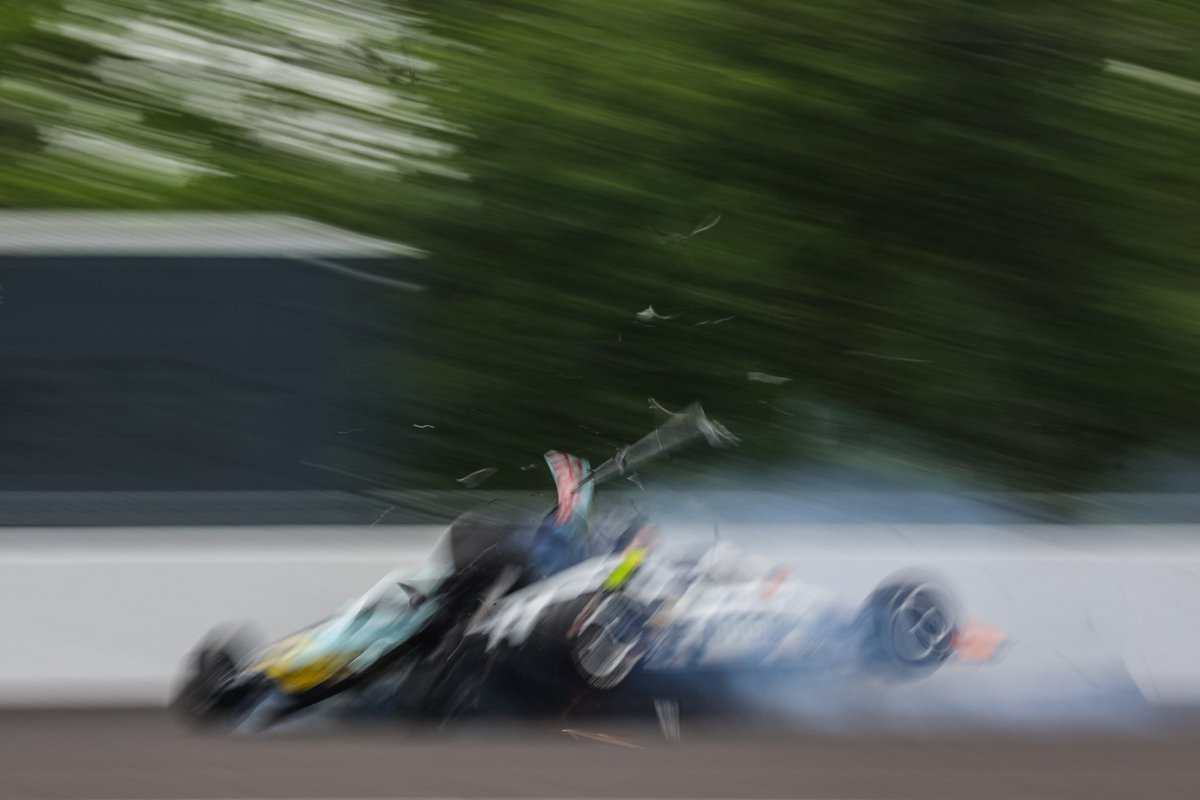 Chad200's tweet photo. Glad Rossi is okay, that sound always makes me cringe. I believe @ConorDaly22 had a front row seat too, great avoidance there. Wish I didn't have my shutter speed so low (1/50). #IndyCar #Indy500 https://t.co/3KN4JuWW3L