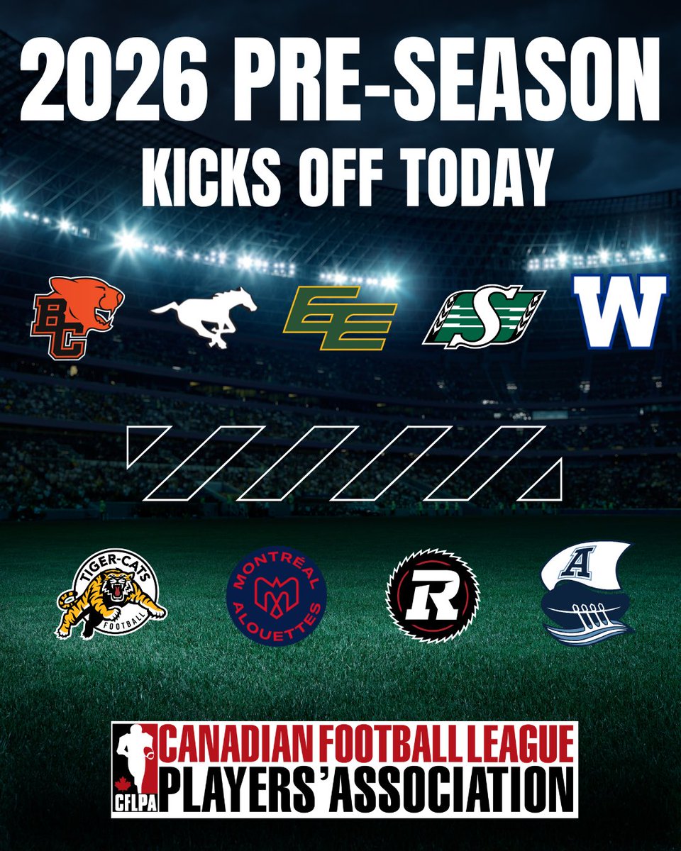 CFLPA's tweet photo. As our members take the game-day field for the first time in 2026, we want to wish all CFLPA members a safe, healthy, and successful season! 

#TeamCFLPA https://t.co/FjQSC2iXNR