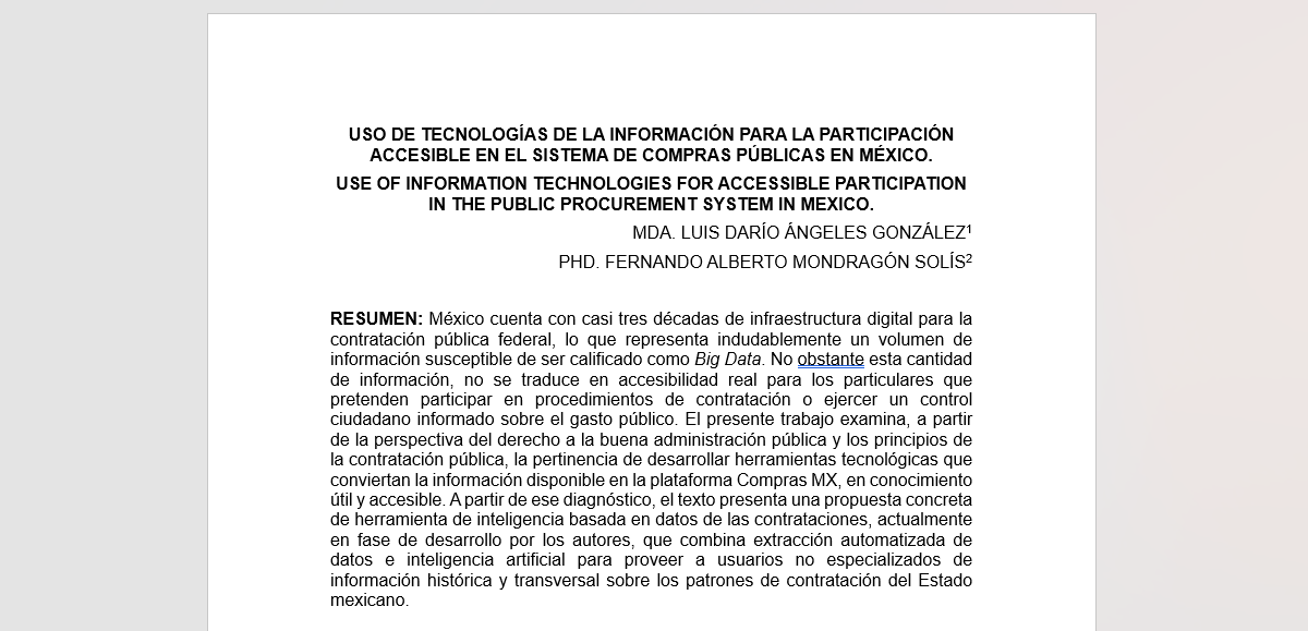 darioangeles's tweet photo. En la semana del 4 al 8 de mayo de 2026, tuve oportunidad de participar como asistente y, además, presentar una comunicación en las XVII Jornadas de Derecho Administrativo Iberoamericano "Nuevas tecnologías y derecho administrativo: la encrucijada del siglo XXI", celebradas en la Facultad de Derecho de la Universidad de la Coruña y en el Pazo de Mariñán. 

Mi comunicación, elaborada en coautoría con Fernando Mondragon, trata sobre el "Uso de tecnologías de la información para la participación accesible en el sistema de compras públicas en México", y esperamos podérselas compartir adelante, para que vean cómo estamos aplicando tecnología para facilitar la forma en que las empresas pueden acceder y participar en procedimientos de contratación pública.

En el video que les comparto pueden ver la presentación que hice en las Jornadas, la cual es muy breve por razones de tiempo, pero en la cual se explica la problemática del acceso a los procedimientos de contratación en México.