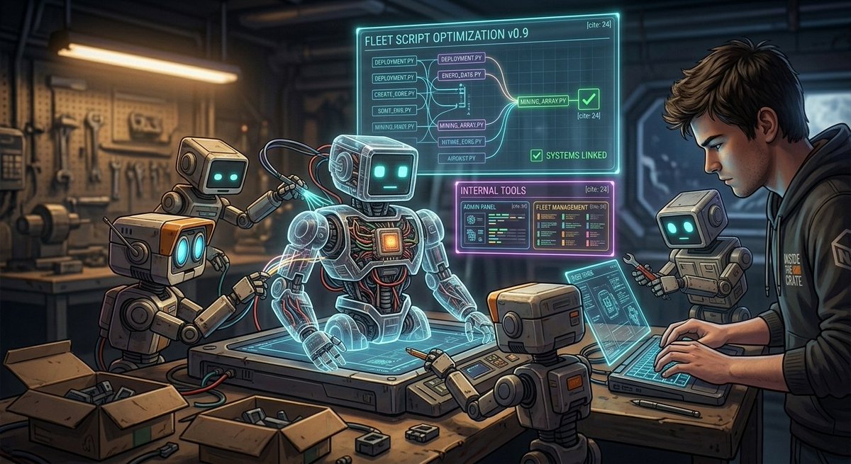 insidecrate's tweet photo. Entering a critical development phase! 🏗️⚙️

We are deep into internal script optimization, linking core systems, and building tools for fast, effective fleet management.

The engine is getting robust. Big things ahead! 📈🛸

#Solana https://t.co/DRRd4wLzL8