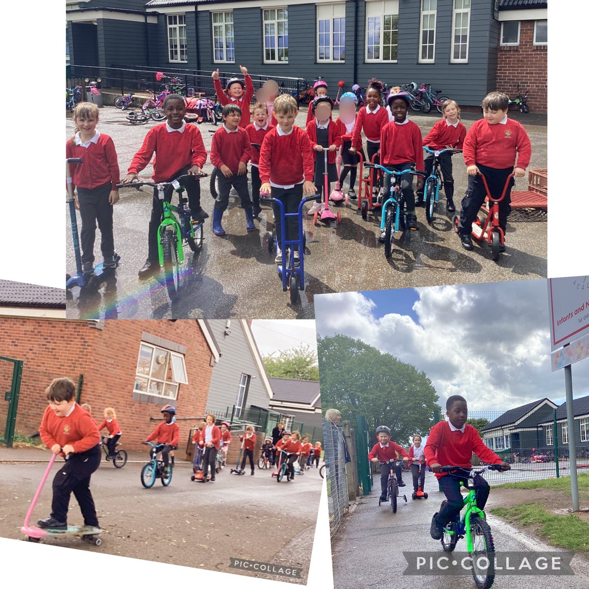 TownvilleIS's tweet photo. Tour De Townville
Key Stage 1 and afternoon nursery didn’t want to let a bit of rain get in their way this afternoon.
It was a joy to support several children who were new to bikes or scooters today,  as  it  was watching so many capable, confident riders.  Well done all 🚲 🛴 🤩 https://t.co/TIPQ2DSBRC