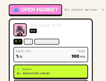 ValeechaRohit's tweet photo. Glad i staked my @getmarkit NFT, Was able to secure my GTD spot for @thebeaksart.

Staking the NFT gives you points, There is a Friday market every friday to use those points to buy WLs and Mystery Boxes. 

Thankyou @MartKAD. https://t.co/z7hoyRRm6e