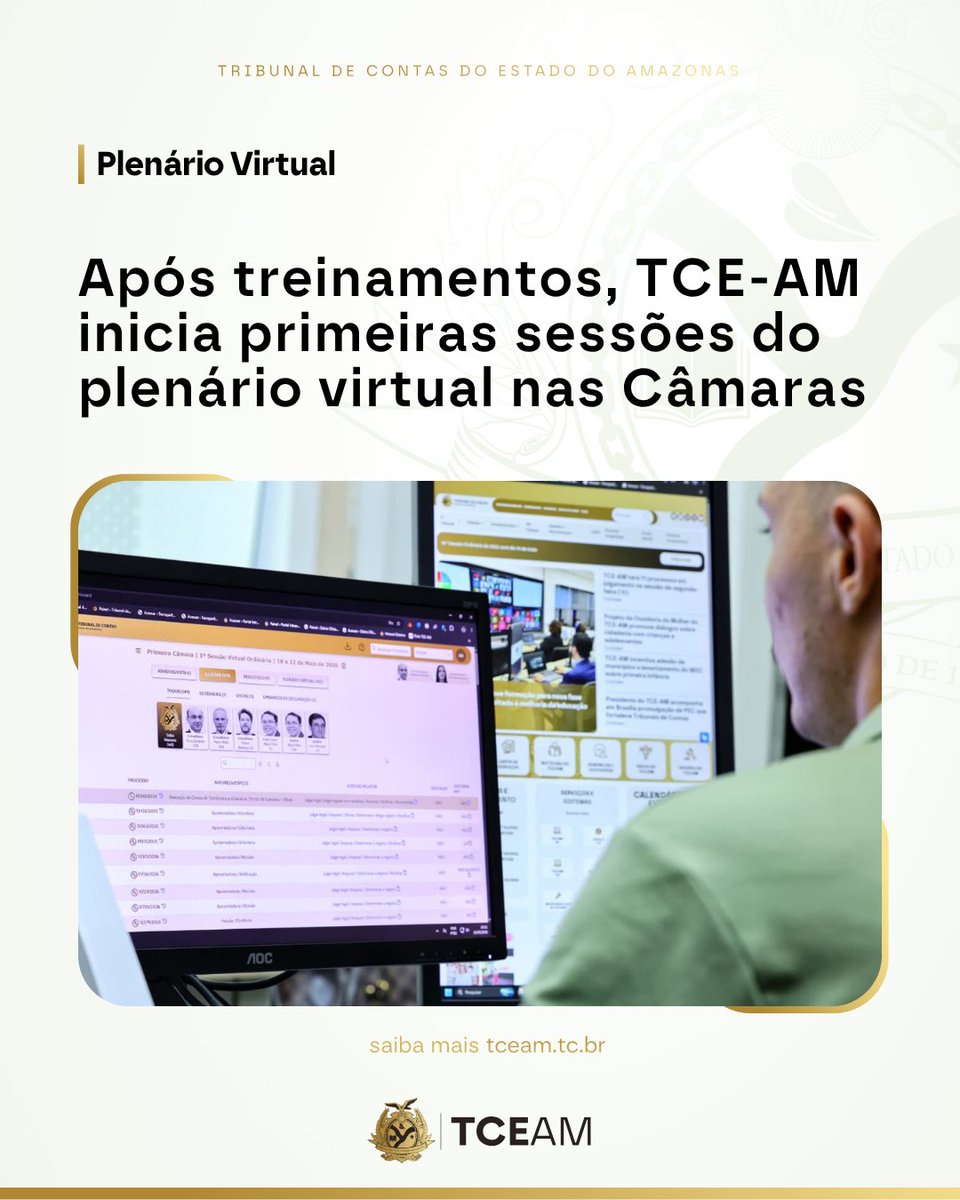 Tceamazonas's tweet photo. A primeira experiência ocorrerá entre os dias 18 e 22 de maio, com a realização da sessão virtual da 1ª Câmara, que já conta com cerca de 150 processos pautados. Em seguida, será a vez da 2ª Câmara, com 161 processos previstos para análise.

Leia mais: https://t.co/r8I4TkSBVx https://t.co/JNvpWmqmmq