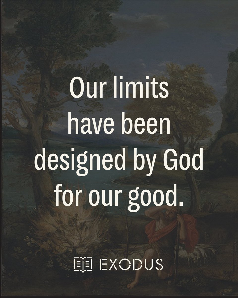 PaulTripp's tweet photo. Listen, many of us need a Jethro in our lives to warn us not to live and work beyond our God-designed limits, to warn us not to live and work beyond our God-designed limits. And what does Moses then do? He then appoints chiefs to be judges over the people, so he didn't have to deal with everything and everyone on his own. There is only one Messiah, and it's not you, and it's not me!

Our limits have been designed by God for our good. Those limits were set at creation. To ignore or deny them will never take you anywhere good. God calls us to live within our limits and then trust him to provide what is needed for the places where we are unable!

#5minutebiblestudies #exodus