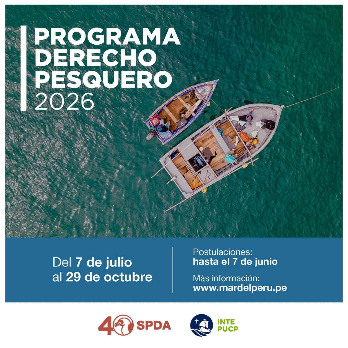 intepucp's tweet photo. 🐟 ¿Quieres especializarte en la gestión legal y sostenible de nuestras pesca?
🌎 La SPDA y el INTE PUCP abren este curso dirigido a profesionales que buscan impactar en el futuro del mar peruano.
🔗Postula aquí: https://t.co/9G2cYjo1RO
 📍Más información: https://t.co/5hJpFtDTEV https://t.co/lTJ0wnFlO5