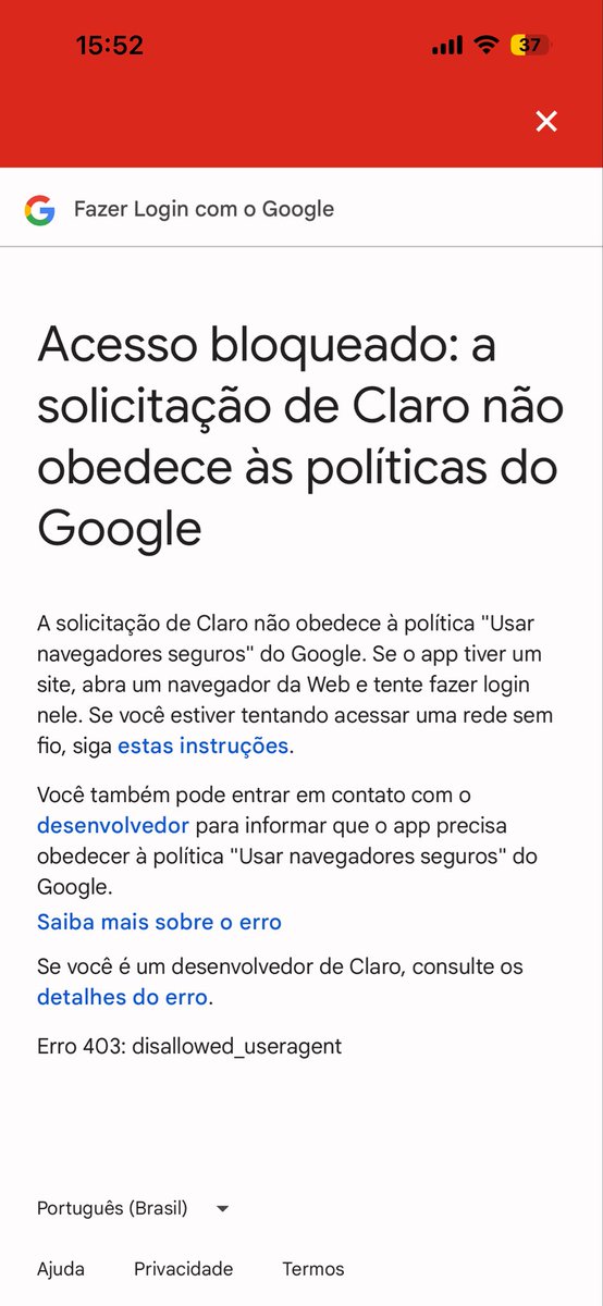 mwbotelho's tweet photo. Nem a @Google @googlebrasil quer saber de parceria com a @ClaroBrasil !! https://t.co/eW8m9d33fD