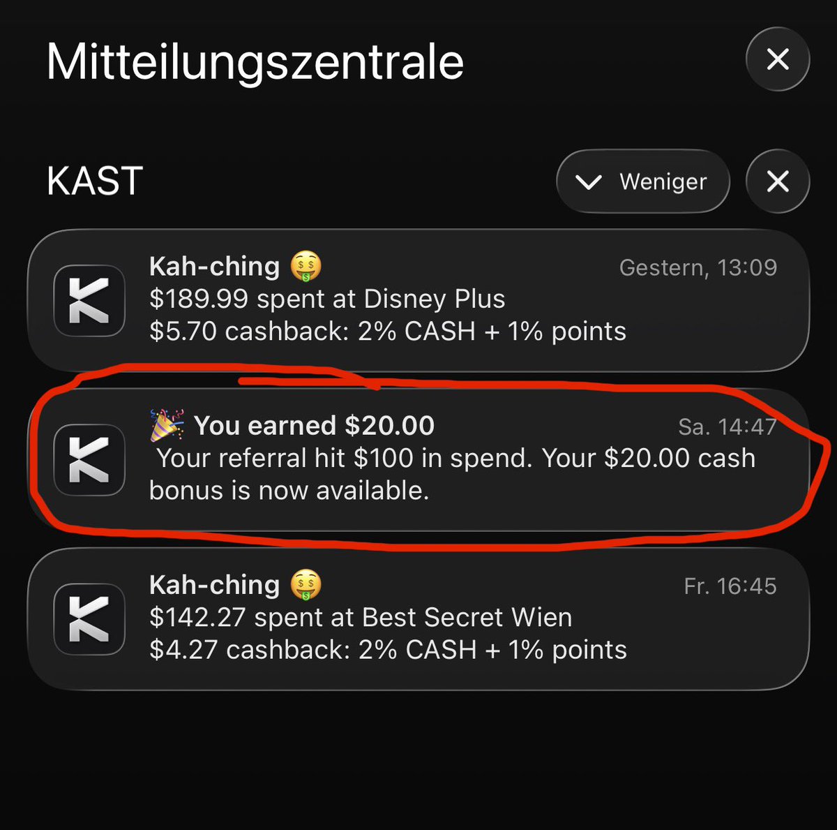 igograph's tweet photo. Ich liebe diese Benachrichtigungen von @KASTxyz 🔥

KAST gibt einem so viel zurück und ich bin froh es schon mehr als 1 Jahr zu nutzen 🙌

Warte nicht und hol dir deine Karte damit auch du Cashbacks und super tolle Boni erhältst!

https://t.co/h084wc7ukJ

#KASTreferrals https://t.co/G01F2hgND3
